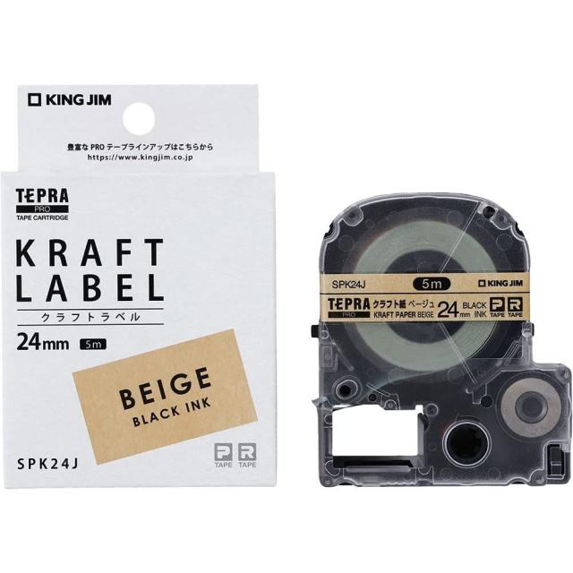 他サイト： キングジム テプラPROテープカートリッジ クラフトラベル 幅24mm 黒文字 SPK24J 【北海道・沖縄・離島配送不可】の商品画像