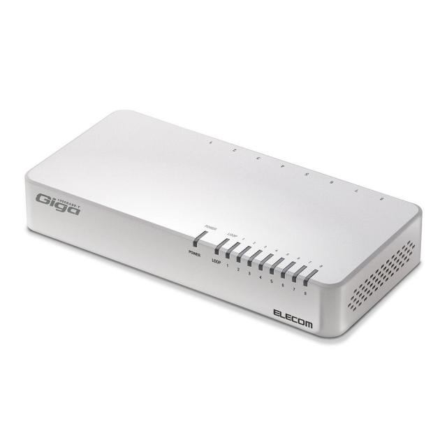他サイト： エレコム Giga対応スイッチングHub 8ポート プラスチック筐体 磁石付き 電源内蔵モデル ホワイト EHC-G08PN2-の商品画像