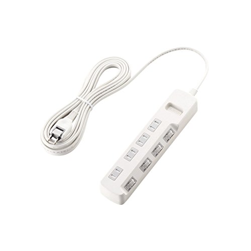 他サイト： エレコム 雷ガードタップ 個別スイッチ ホコリシャッター付 4個口 5m ホワイト T-K6A-2450WH 【北海道・沖縄・離の商品画像