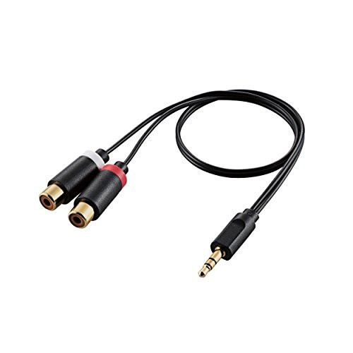 他サイト： エレコム AVケーブル 3.5φ変換アダプタ 3.5φ-RCAピンジャック×2メス ブラック 0.3m DH-MWRFN03 【の商品画像