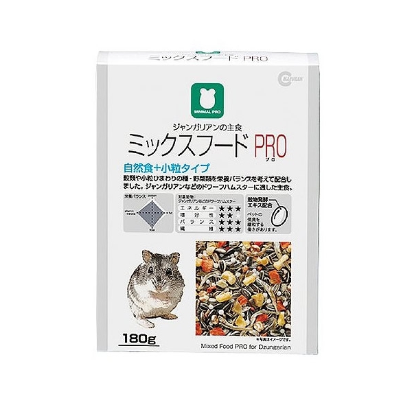 他サイト： マルカン ジャンガリアンのミックスフードPRO 180g ハムスター用 MRP-701 【北海道・沖縄・離島配送不可】の商品画像