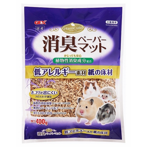 他サイト： GEX(ジェックス) ハムスター用 床材 ハムキュート 消臭ペーパーマット 400g 【北海道・沖縄・離島配送不可】の商品画像