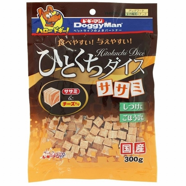 他サイト： ドギーマン ひとくちダイス ササミ 300g 犬用おやつ 【北海道・沖縄・離島配送不可】の商品画像