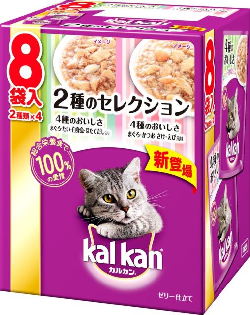 他サイト： マース カルカン パウチ 2種セレクション 4種のおいしさ まぐろ・たい・白身魚・ほたてだし入り 4種のおいしさ まぐろ・かつおの商品画像