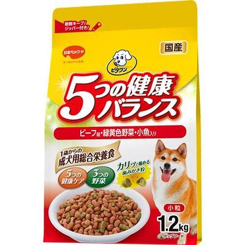 他サイト： 日本ペットフード ビタワン 5つの健康バランス ビーフ味・野菜入り 小粒 1.2kg 犬用フード 【北海道・沖縄・離島配送不可】の商品画像