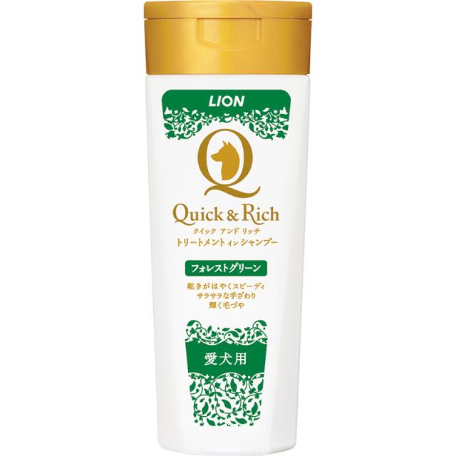 他サイト： ライオン Quick&Rich トリートメントインシャンプー 愛犬用 フォレストグリーン 200ml 犬用 【北海道・沖縄・離島の商品画像