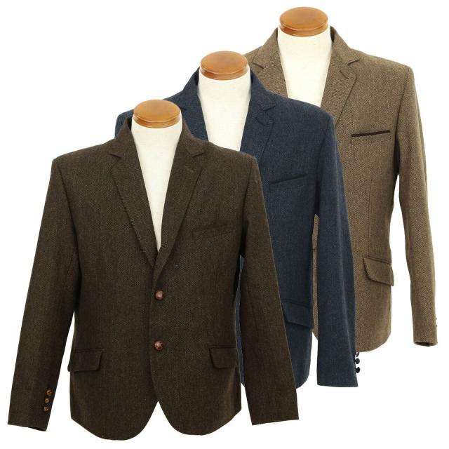 大きいサイズ ツイード ３つボタン テーラード ジャケット メンズ 秋
