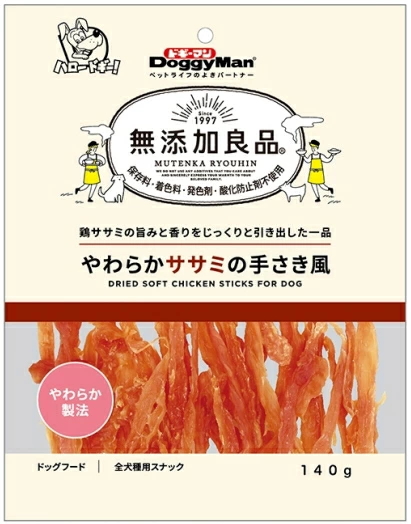 他サイト： ドギーマンハヤシ 無添加良品 やわらかササミの手さき風 140gx36個(ケース販売)の商品画像