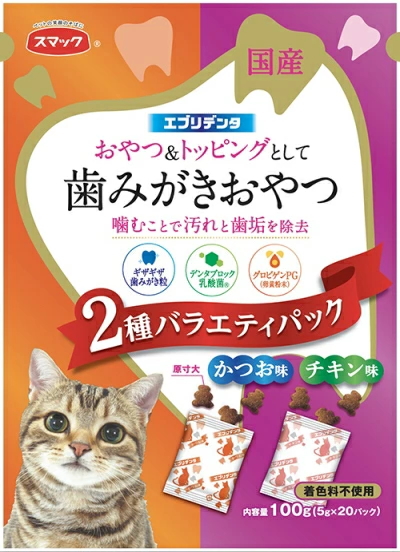 他サイト： スマック エブリデンタ 猫用 かつお味とチキン味 2種バラエティパック 100gの商品画像