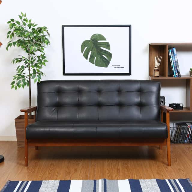 他サイト： 71157 バイキャストPUソファー 2P フレンズ DBR 2人掛け 肘あり マレーシア製 組立品 不二貿易 846DBR 2の商品画像