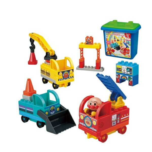 他サイト： ブロックラボ アンパンマンわくわくのりものブロックバケツ バンダイ おもちゃ プレゼント ギフト こども 子供 知育の商品画像