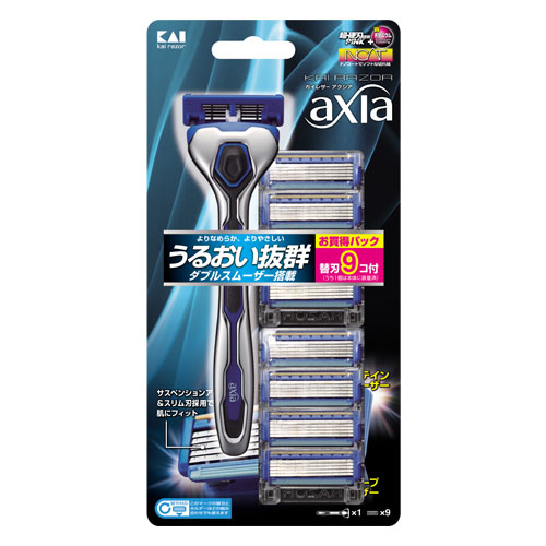 他サイト： 貝印(Kaijirusi) カイレザーアクシア(KAI RAZOR AXIA) 5枚刃 カミソリお買い得パック(替刃9個付)  の商品画像