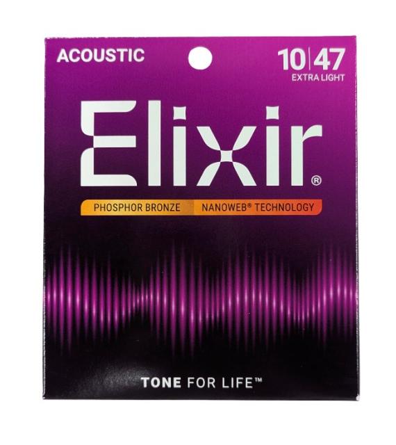 他サイト： Elixir エリクサー アコースティックギター弦 NANOWEB Extra Light .010-.047 #16002[ゆの商品画像