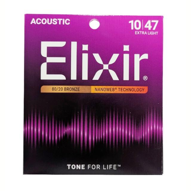 他サイト： Elixir/エリクサー アコースティックギター弦 #11002 NANOWEB Extra Light .010-.047[ゆの商品画像