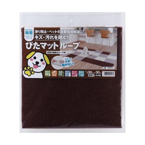 他サイト： ワタナベ工業 ワタナベ 4903620945170 吸着ぴたマット ループ 9P ブラウン KPL-3012の商品画像