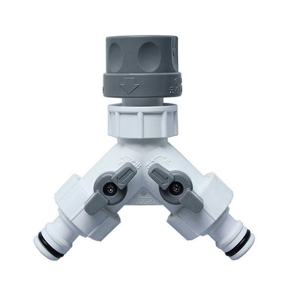 他サイト： 4975196406065 TOYOX ソケット分岐継手コック付 C−29 トヨックス 散水パーツ 2方向へ自由に分岐の商品画像