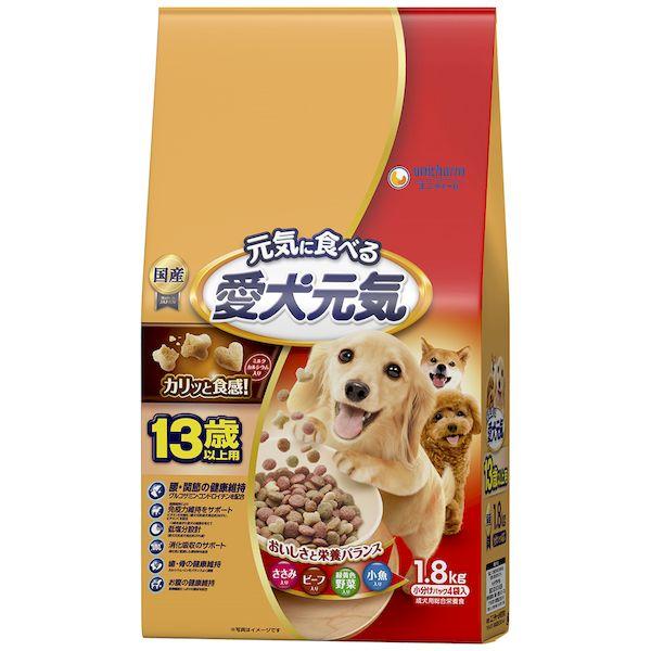 他サイト： ユニ・チャーム 4520699657126 愛犬元気 13歳以上用ささみ・ビーフ・緑黄色野菜・小魚入り 1.8kgの商品画像