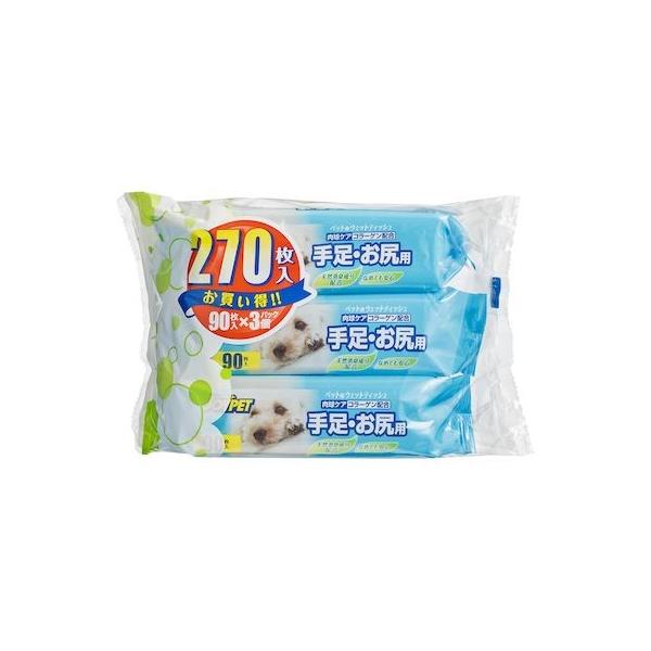 他サイト： アース・ペット 4973293001954 JOYPET ウェットティッシュ 手足・お尻用 90枚 3入の商品画像