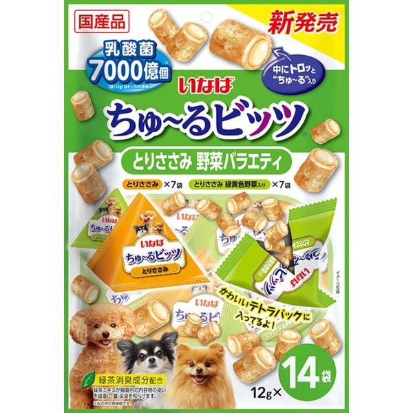 他サイト： いなばペットフード 4901133682452 DS−325 いなば ちゅ〜るビッツ とりささみ 野菜バラエティ 12g×14袋の商品画像