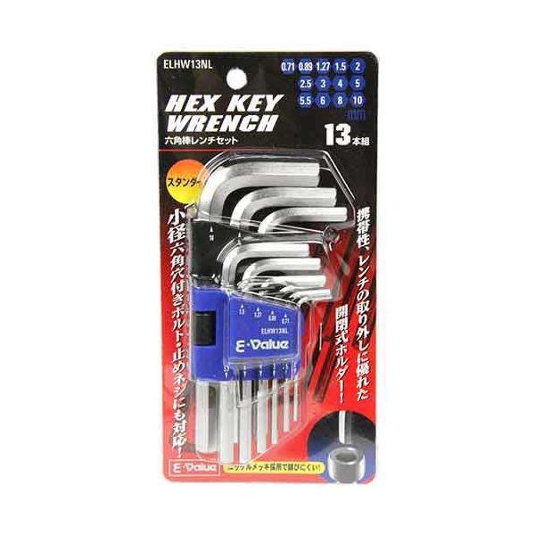 他サイト： 4977292209243 六角棒レンチセット ミリ ELHW13NL E-Value 藤原産業 インチ13種の商品画像