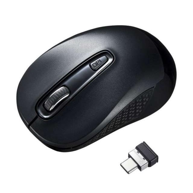 他サイト： 代引不可 ワイヤレスマウス Type-C対応レシーバー搭載 ブルーLEDマウス 左手・右手対応 デスクワーク テレワーク ブラッの商品画像
