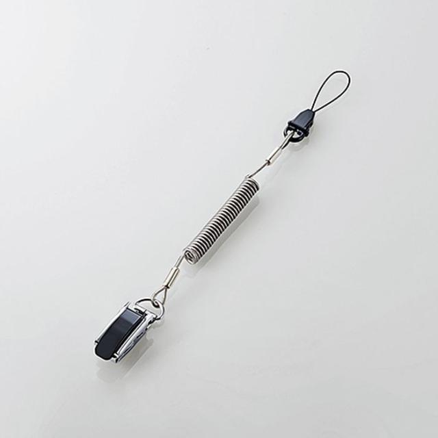 他サイト： 代引不可 金属クリップでしっかり挟まるクリップストラップ ブラック (ストラップの長さ(最大):約500mm) エレコム P-Sの商品画像