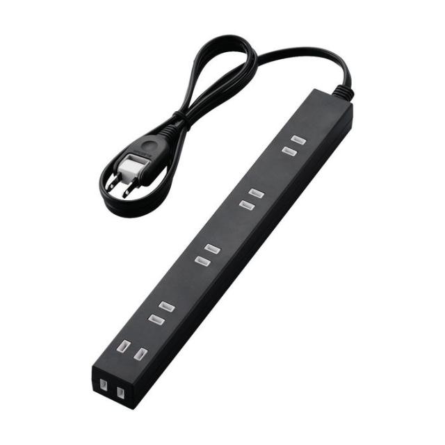 他サイト： 代引不可 ほこり防止シャッター付きスリムタップ 雷ガード内蔵 1m ブラック エレコム T-NSLK-2610BKの商品画像