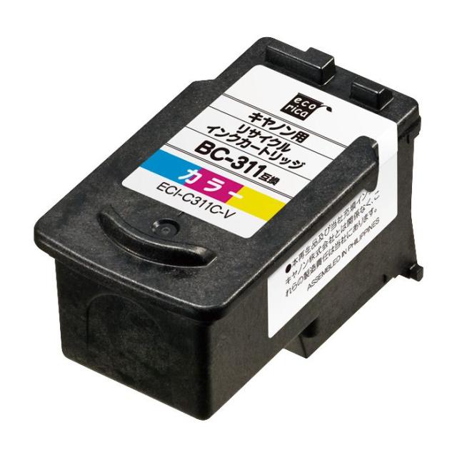 他サイト： 代引不可 キヤノン BC-311 互換リサイクルインクカートリッジ カラー キャノン CANON エコリカ ECI-C311C-の商品画像
