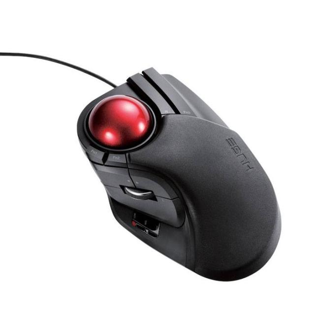 他サイト： 代引不可 トラックボール HUGE 人差し指・中指操作タイプ 8ボタン 大玉トラックボール マウス エレコム M-HT1URBKの商品画像