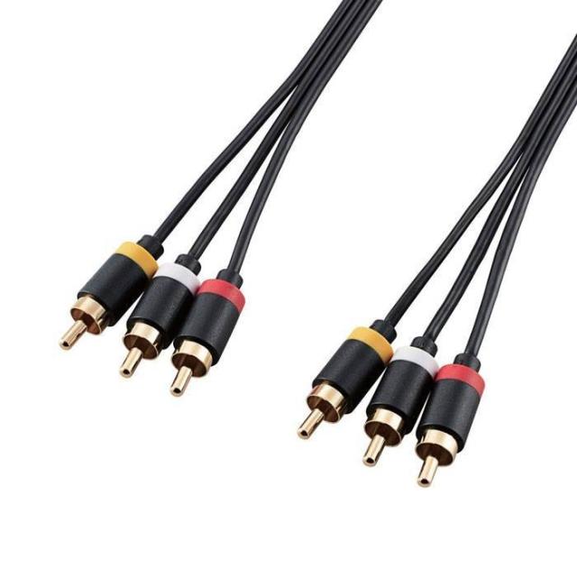 他サイト： 代引不可 TV・ビデオ・DVDデッキ用 AVケーブル ビデオケーブル 2.0m RCA×3 極細ケーブル スリムコネクタ エレコの商品画像