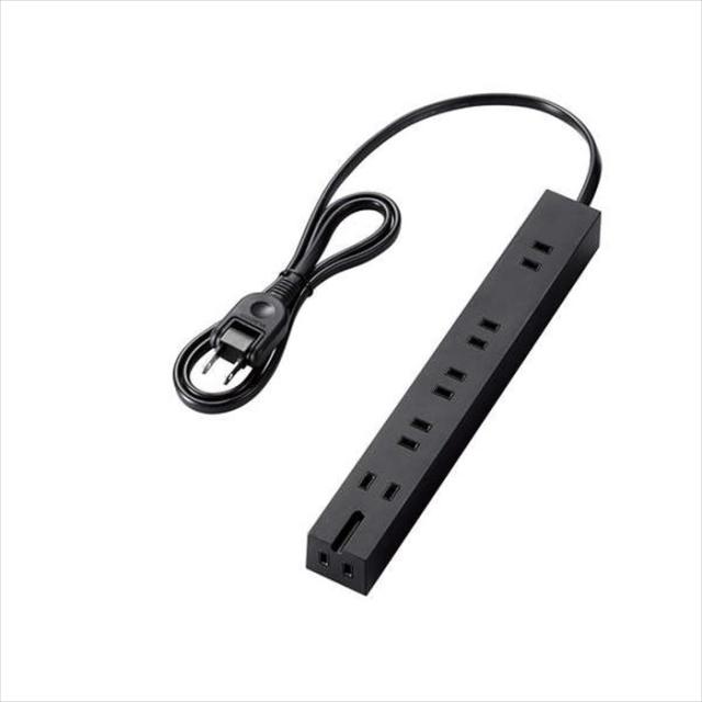 他サイト： 代引不可 電源タップ 雷ガード 強力磁石付 6個口 1.0m ほこり防止シャッター 3Pプラグ対応 PSE適合 ブラック エレコの商品画像