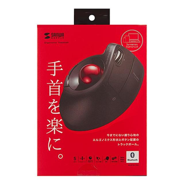 他サイト： 即納 代引不可 Bluetooth エルゴトラックボール チルトホイール マルチペアリング 親指操作タイプ 手首負担軽減 スマホの商品画像