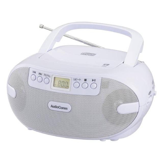 他サイト： ポータブルCDラジオ 口径66mmスピーカー2基 2電源 単2形×6本使用 ワイドFM 15W ホワイト  OHM RCR-87の商品画像
