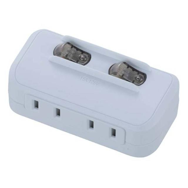 他サイト： 個別スイッチ付 節電タップ 2個口 コンセント アダプタ 電源タップ 旅行 外出 OHM HS-A1758Wの商品画像