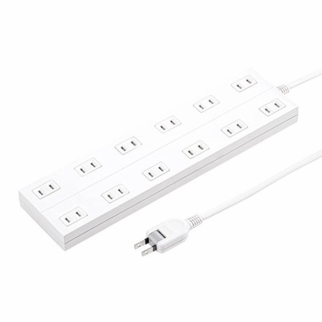 他サイト： 即納 代引不可 電源タップ 2P 12個口 コード長1m ACアダプタ対応 マグネット付 ほこり防止シャッター付 絶縁キャップ付の商品画像