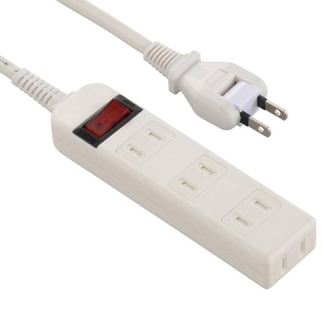 他サイト： ブレーカー シャッター付 安全タップ 4個口 2m ホワイト 延長コード コンセント アダプタ 電源タップ  OHM HS-TVの商品画像