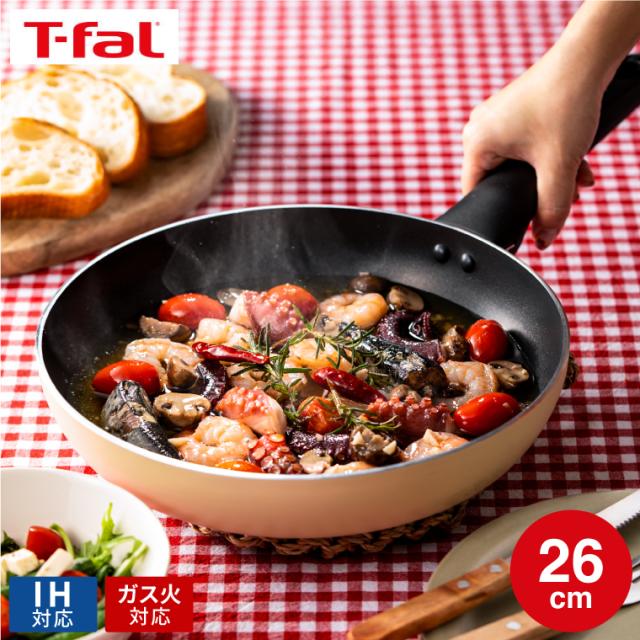他サイト： ティファール T-fal IHチタン・エクセレンス バニラベージュ フライパン 26cm G18205 送料無料 / IH対応 の商品画像