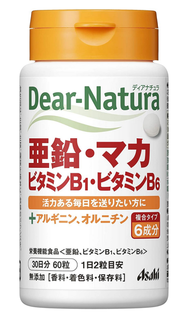 他サイト： アサヒ ディアナチュラ 亜鉛・マカ・ビタミンB1・ビタミンB6 60粒(30日分)【栄養機能食品】の商品画像