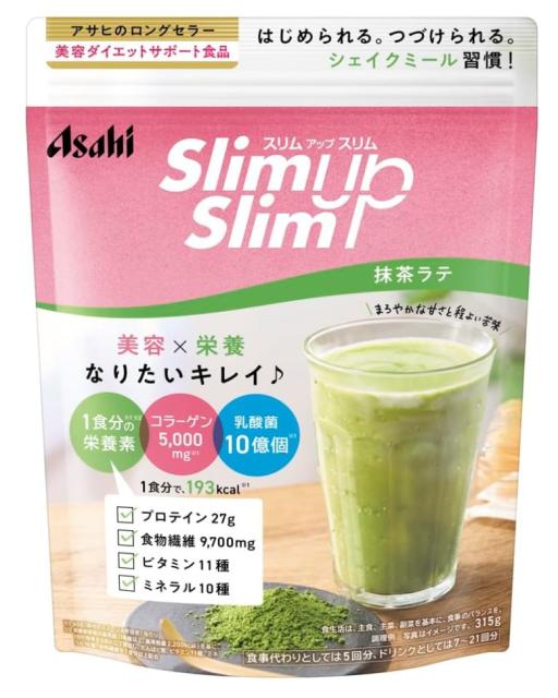 他サイト： アサヒ スリムアップスリム 酵素+スーパーフードシェイク 抹茶ラテ 315gの商品画像