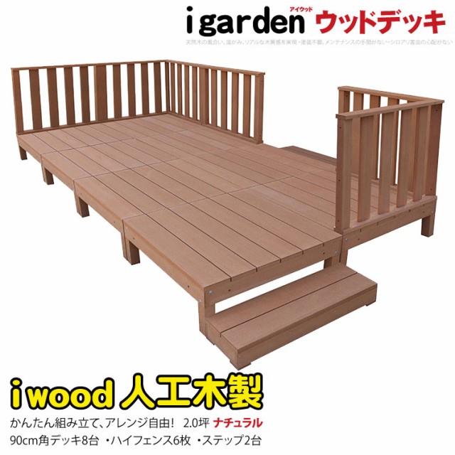 igarden igarden 人工木 アイウッドデッキ オープンタイプ 5点セット 1.25坪 ダークブラウン 樹脂製 テラス バルコニー ベランダ DIY -5ddb