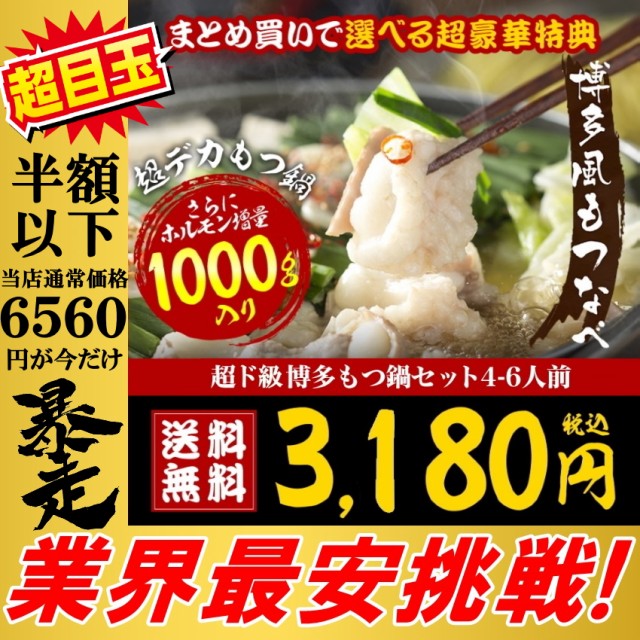もつ鍋セット ホルモン1000g 送料無料 生麺・薬味...