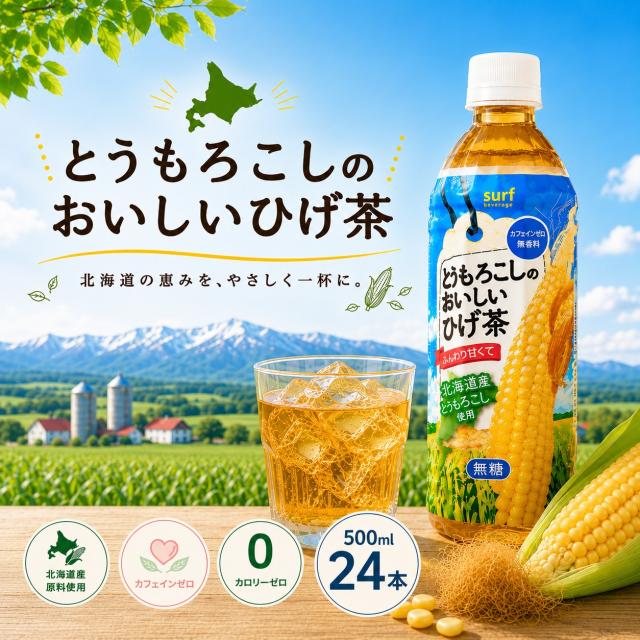 他サイト： 送料無料 1ケース サーフビバレッジ とうもろこしのひげ茶 500ml 24本 食物繊維入り お茶 カフェインゼロ カロリーゼロの商品画像