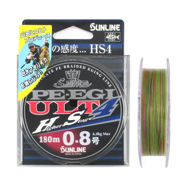 他サイト： サンライン ソルティメイト PE エギ ULT HS4 180m 0.8号 ホワイト・ピンク・ライトグリーン【ゆうパケット】の商品画像