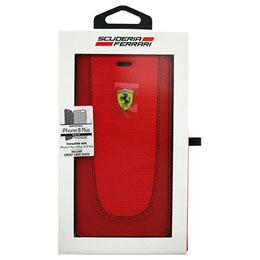 エアージェイiPhone8Plus/7Plus/6sPlus/6Plus専用PUレザー手帳型ケースPITSTOP-BooktypeCase-BlackTrim-RedCarbondesignFEPIFLBKI8LRE
