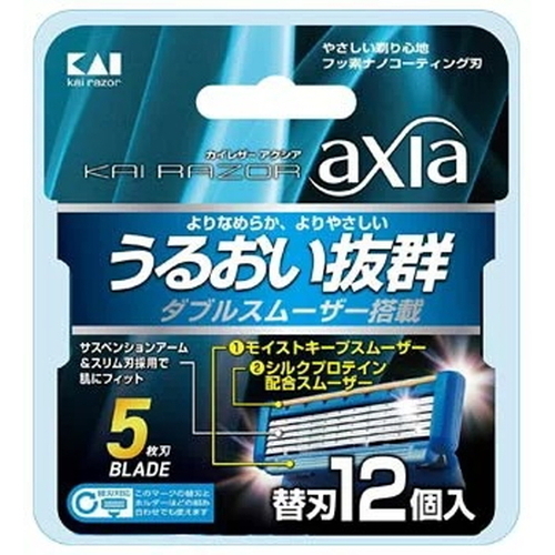 他サイト： 【貝印 カイレザー アクシア 替刃 12個 カミソリ 髭剃り 5枚刃】の商品画像