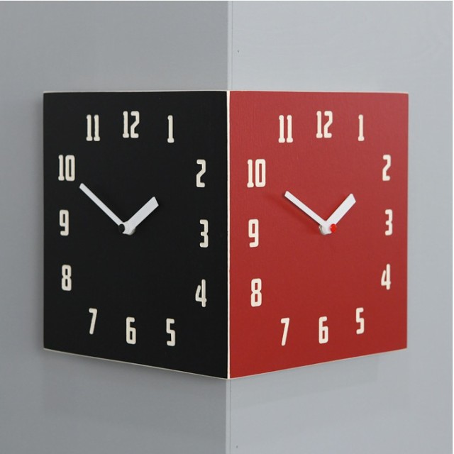 Morden Retro Corner Clock Black Red コーナー電波両面時計 ハンドメード 木製両面壁掛け時計 おしゃれ 掛時計 北欧 時計 インテリアの通販はau Pay マーケット 知慧工房