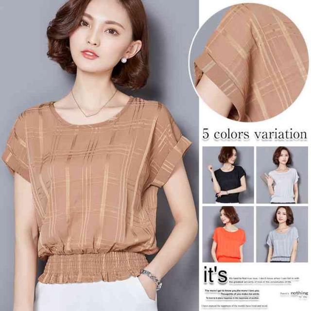 ぜいたくシフォン 半袖 ブラウス 人気のファッショントレンド