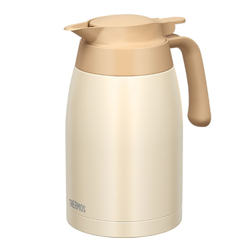 他サイト： サーモス【ワンタッチレバー】ステンレスポット クリームホワイト 1.5L 口径7cm 0.6kg TTB-1501-CRW【保温の商品画像