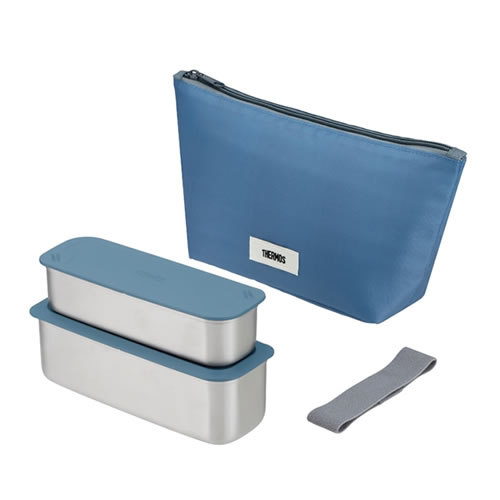 他サイト： サーモス【THERMOS】フレッシュランチボックス グレーネイビー 600ml 2段 食洗機対応 弁当箱 DSA-605W-GNの商品画像