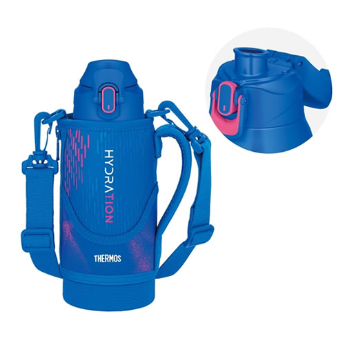 他サイト： サーモス【THERMOS】真空断熱スポーツボトル ブルーピンク 0.8L ポーチ&ストラップ付き 保冷 水筒 FJS-800F-の商品画像